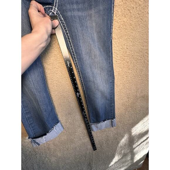 True Religion World‎ Tour USA Limited Edition Y2K Jeans Women Sz 28 Raw Cuff Hem - Picture 16 of 16